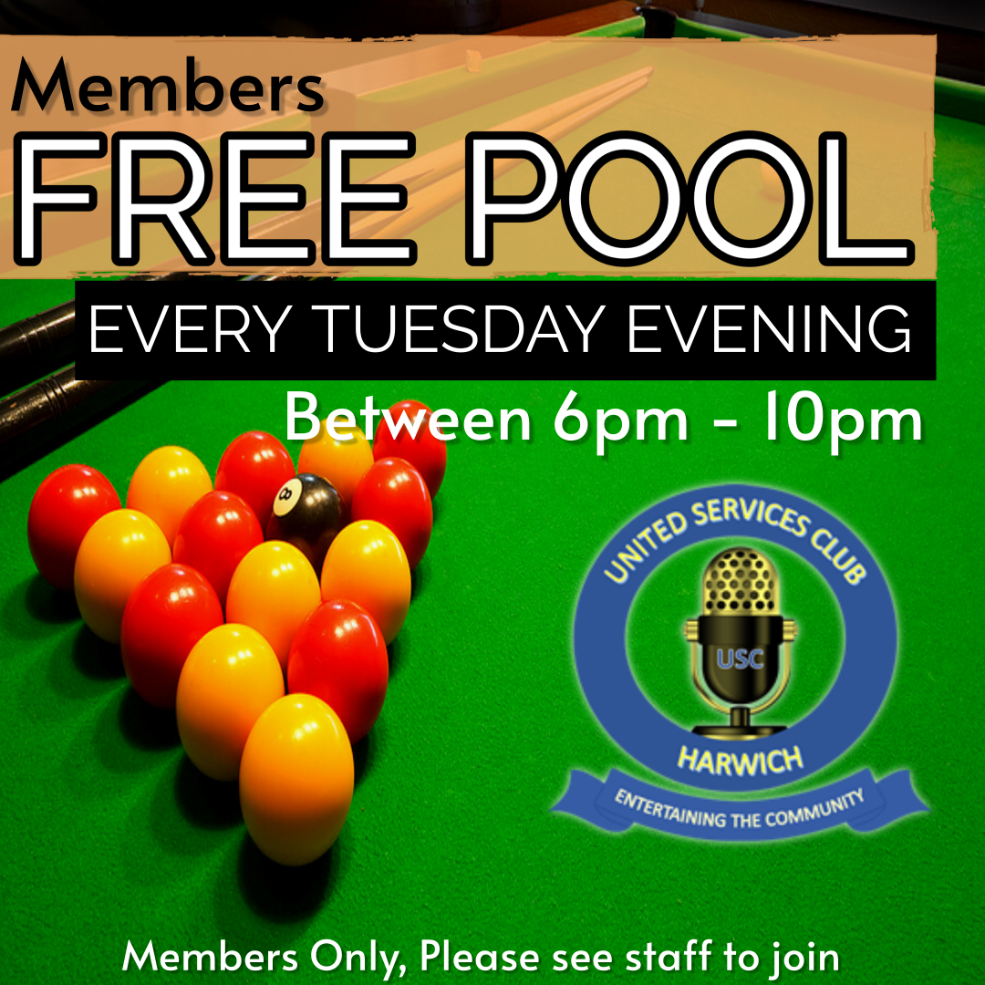 Members Free Pool, Every Tuesday Evening