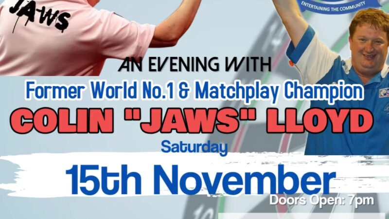 An Evening with Former World Darts No.1, Colin “Jaws” Lloyd